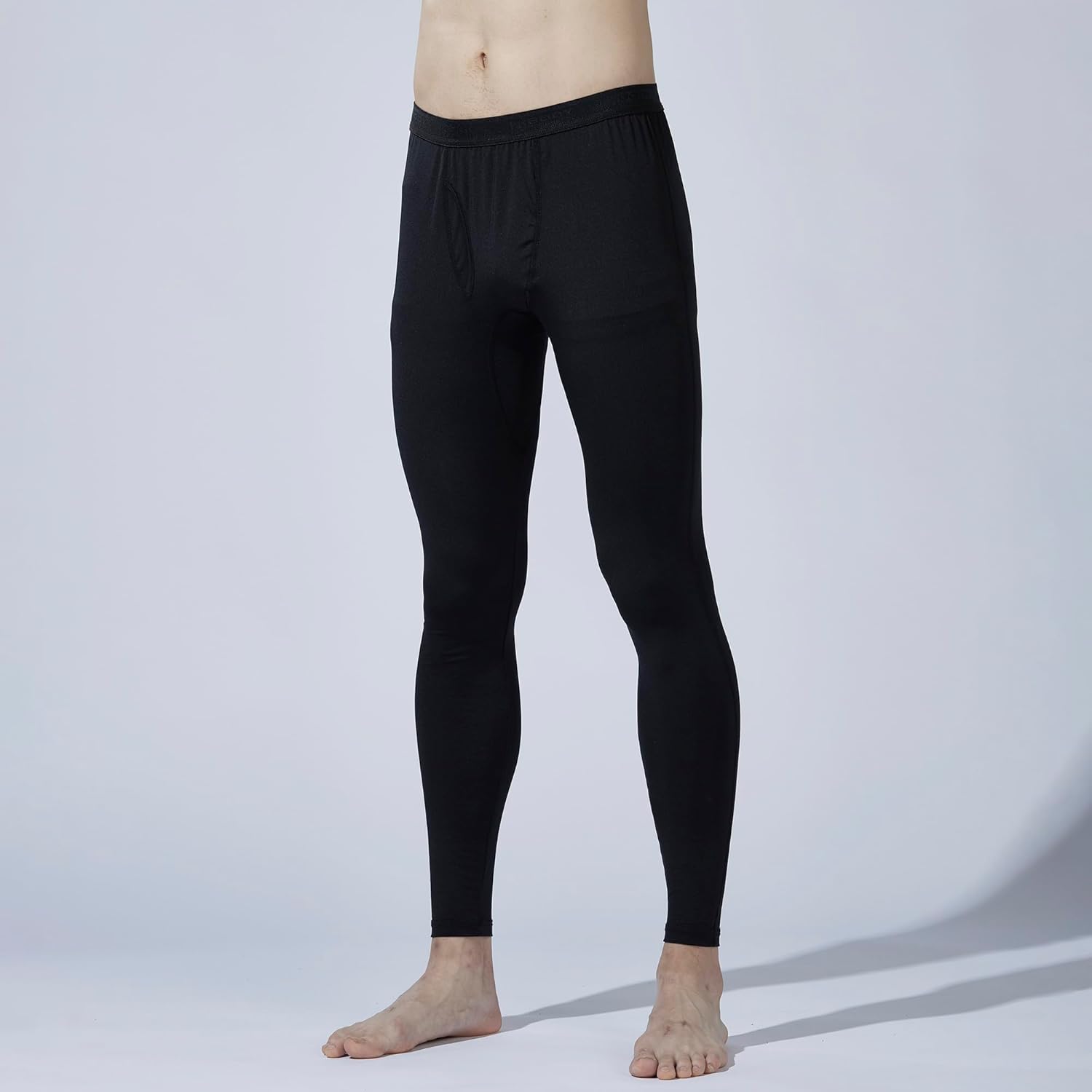 夏用メンズコンプレッションインナー ロングパンツ 前開きタイプ 吸汗速乾 UVカット 消臭 ブラック Mサイズ