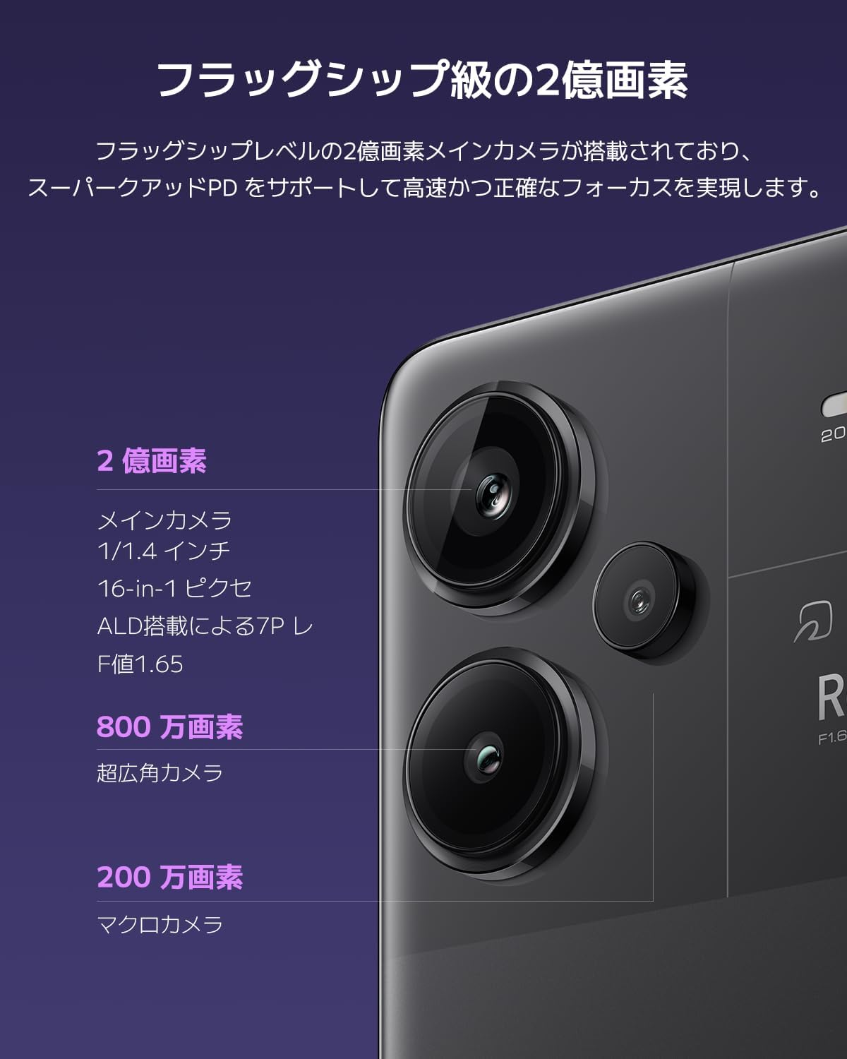 Redmi Note 13 Pro+ 5G SIMフリースマートフォン 8+256GB 2億画素カメラ 日本語版 ミッドナイトブラック