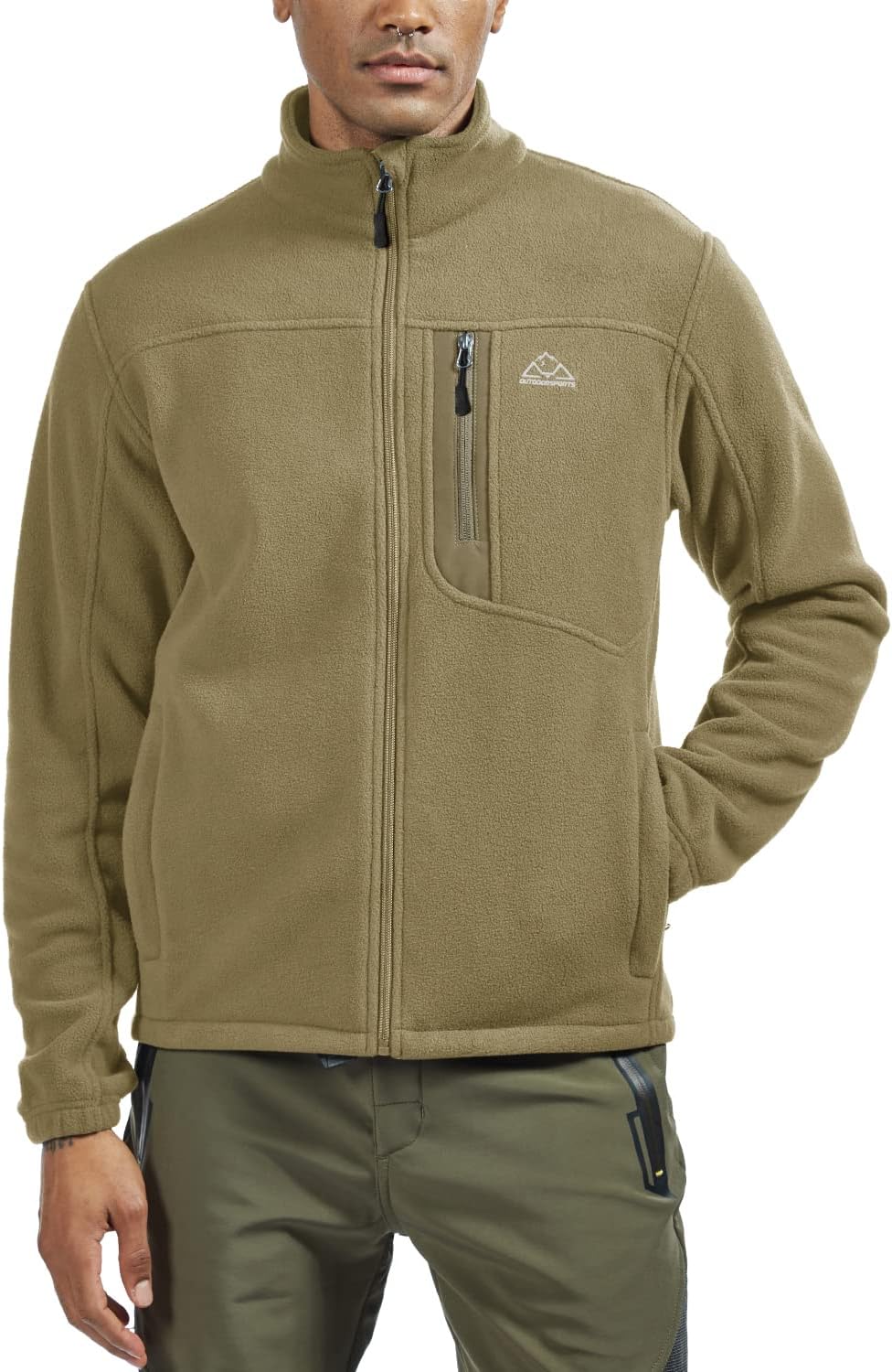 メンズ フリースジャケット ゴルフ・アウトドア用 軽量ハイネック 釣り春秋冬用