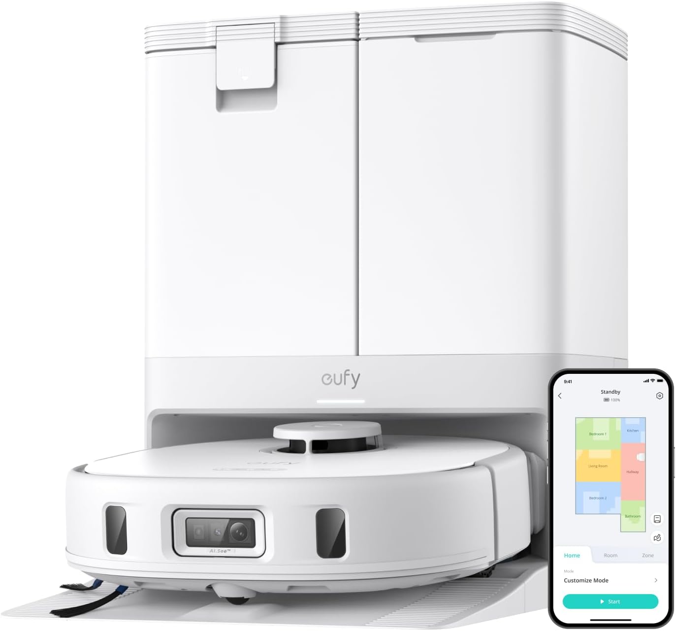 Anker Eufy X10 Pro Omni ロボット掃除機 自動ゴミ収集・加圧式デュアル回転モップ搭載【AIマッピング・障害物回避・アプリ操作】ホワイト