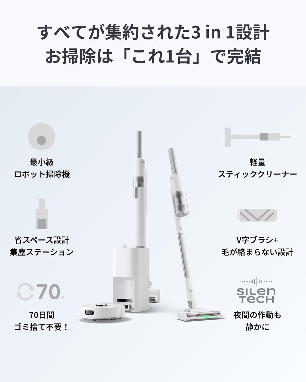 【コードレスロボット掃除機】SwitchBot K10+ProCombo - 20000Pa静音・自動ゴミ収集・軽量