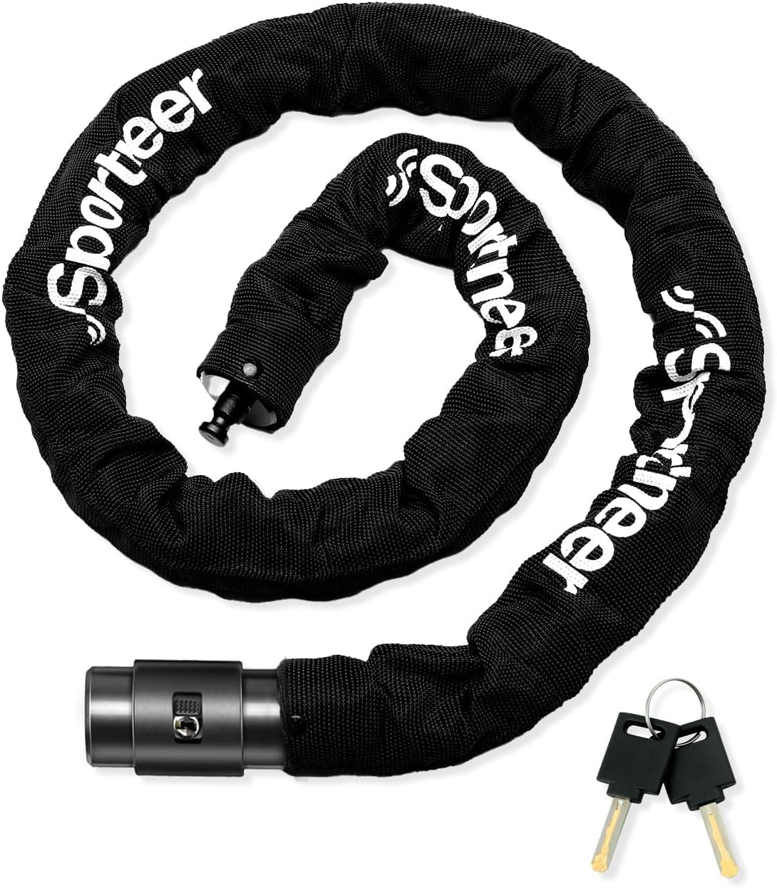 自転車用極太チェーンロック 8mm 鍵タイプ 防犯ケーブル 100cm/120cm鍵2本付き
