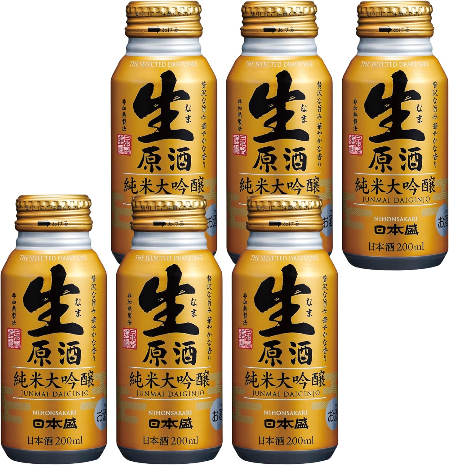 華やかでフルーティーな生原酒ボトル缶純米大吟醸 200ml×6本セット
