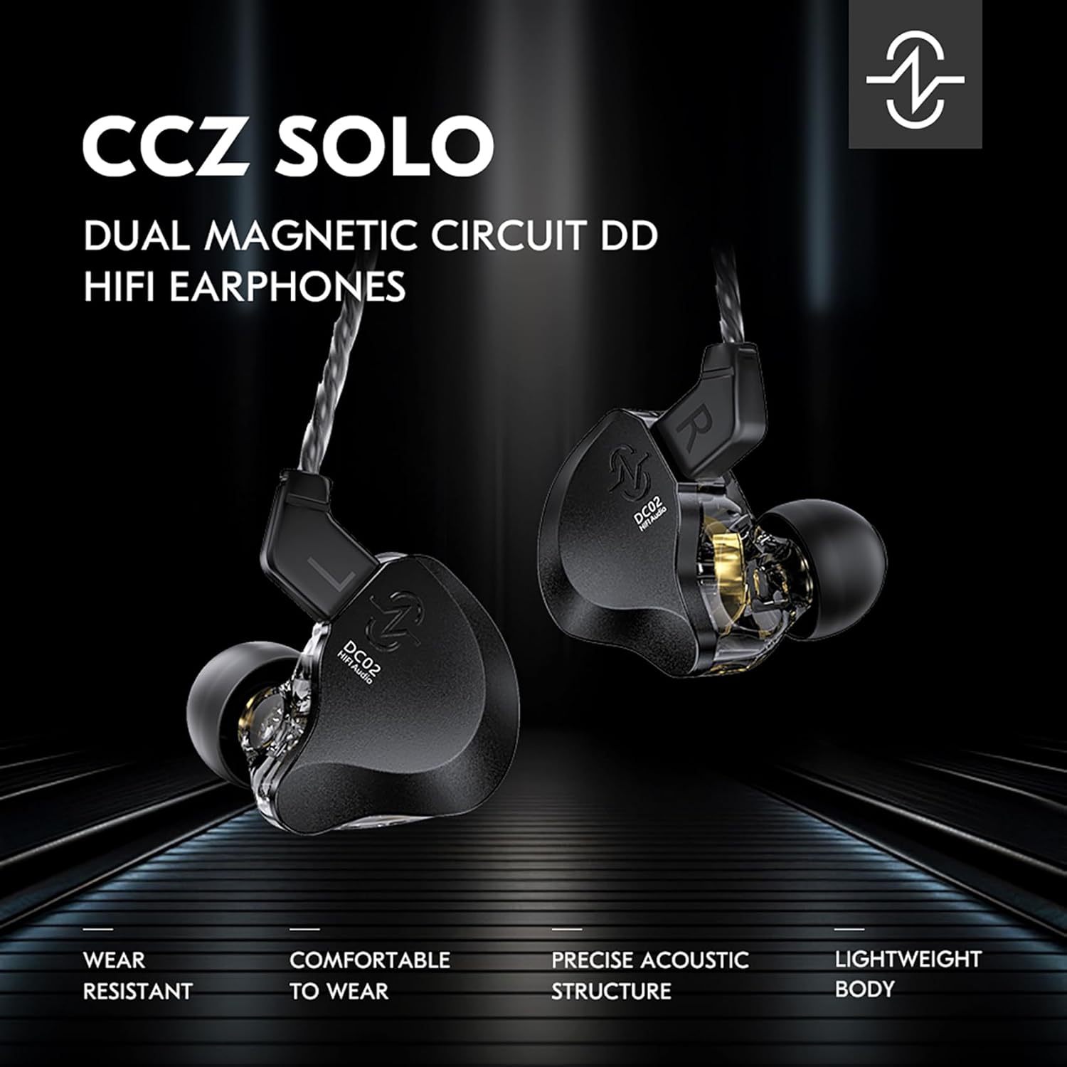 有線イヤホン CCZ ソロDC02 デュアル磁気回路 10mmダイナミック ノイズキャンセリング シルバー
