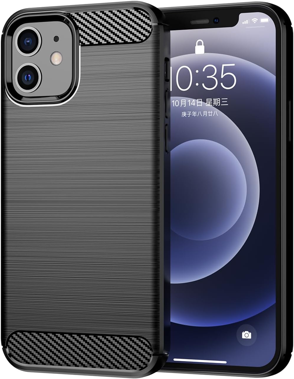 iPhone 12用 軍用規格TPU製 薄型耐衝撃スマホカバー(ブラック)