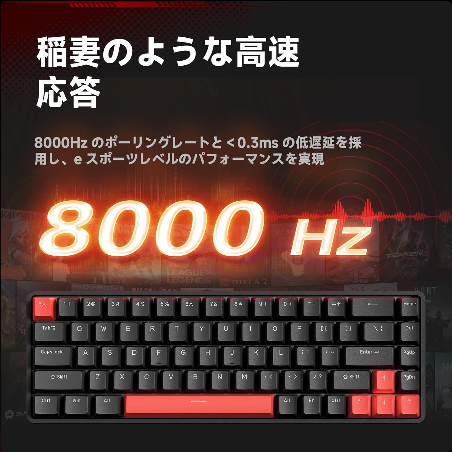 DIERYA T68 メカニカルゲーミングキーボード 磁気スイッチ RGBバックライト 68キー 有線タイプC (ブラック)