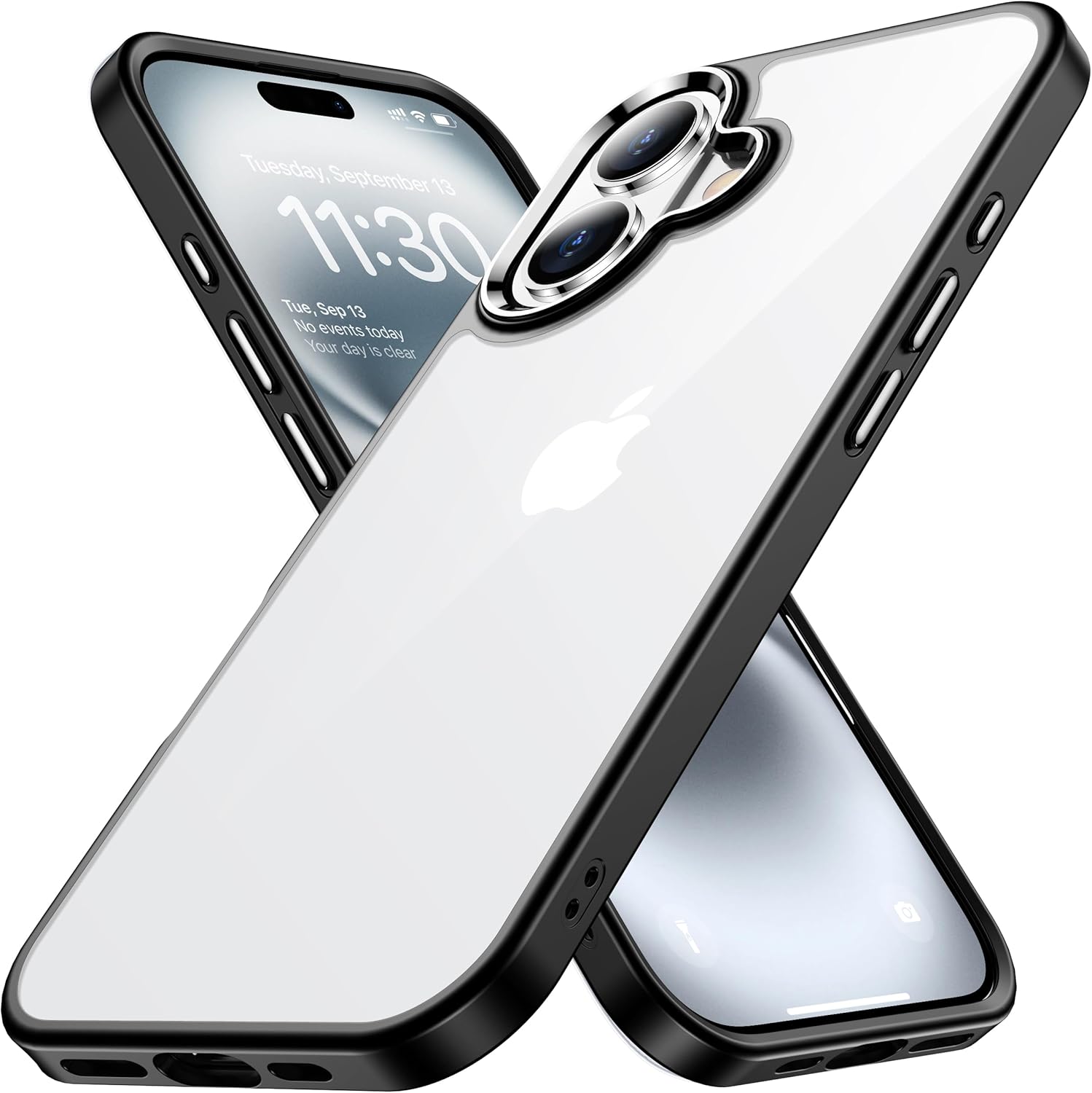 iPhone 16 耐衝撃ケース ブラック 米軍MIL規格 ワイヤレス充電対応 指紋防止 6.1インチ