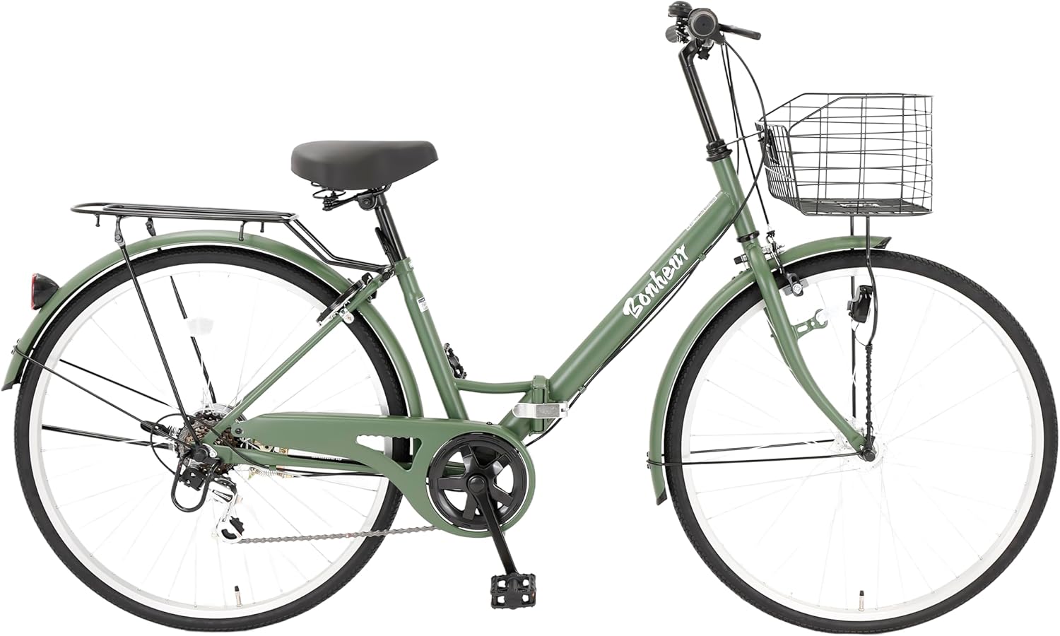 ママチャリ シティサイクル 26インチ 自転車 シマノ6段変速 折りたたみ 大型カゴ付き 通勤 通学用