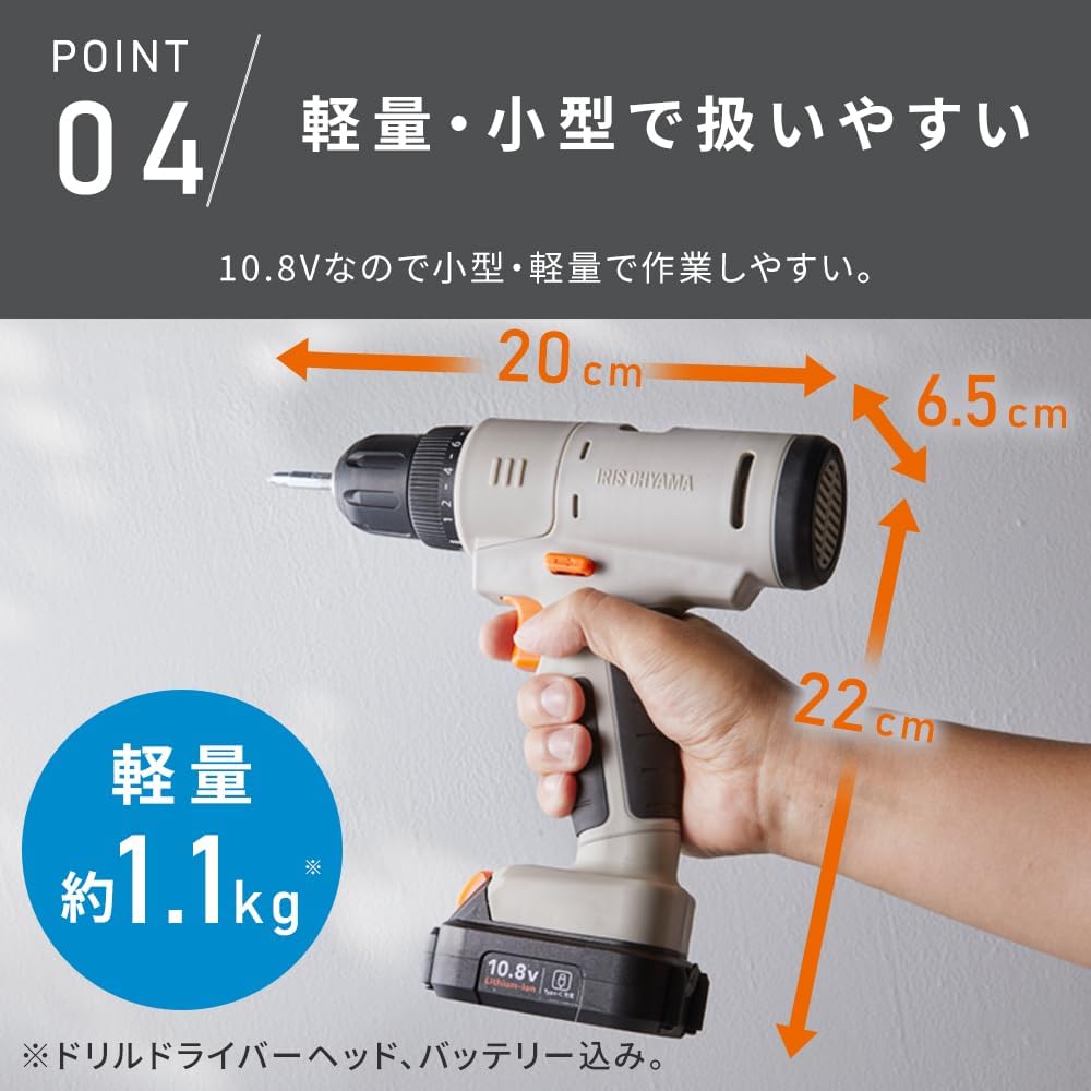 アイリスオーヤマ 充電式マルチギアドリルドライバーセット 10.8V バッテリー付 サンドベージュ