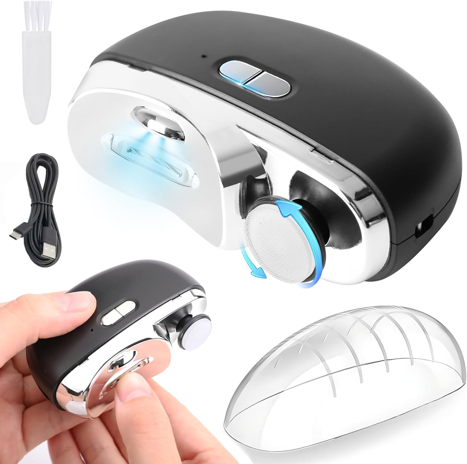 2in1電動爪切り・爪磨き（LEDライト付）安全スイッチ・Type-C充電式【赤ちゃん・子供・大人向け】