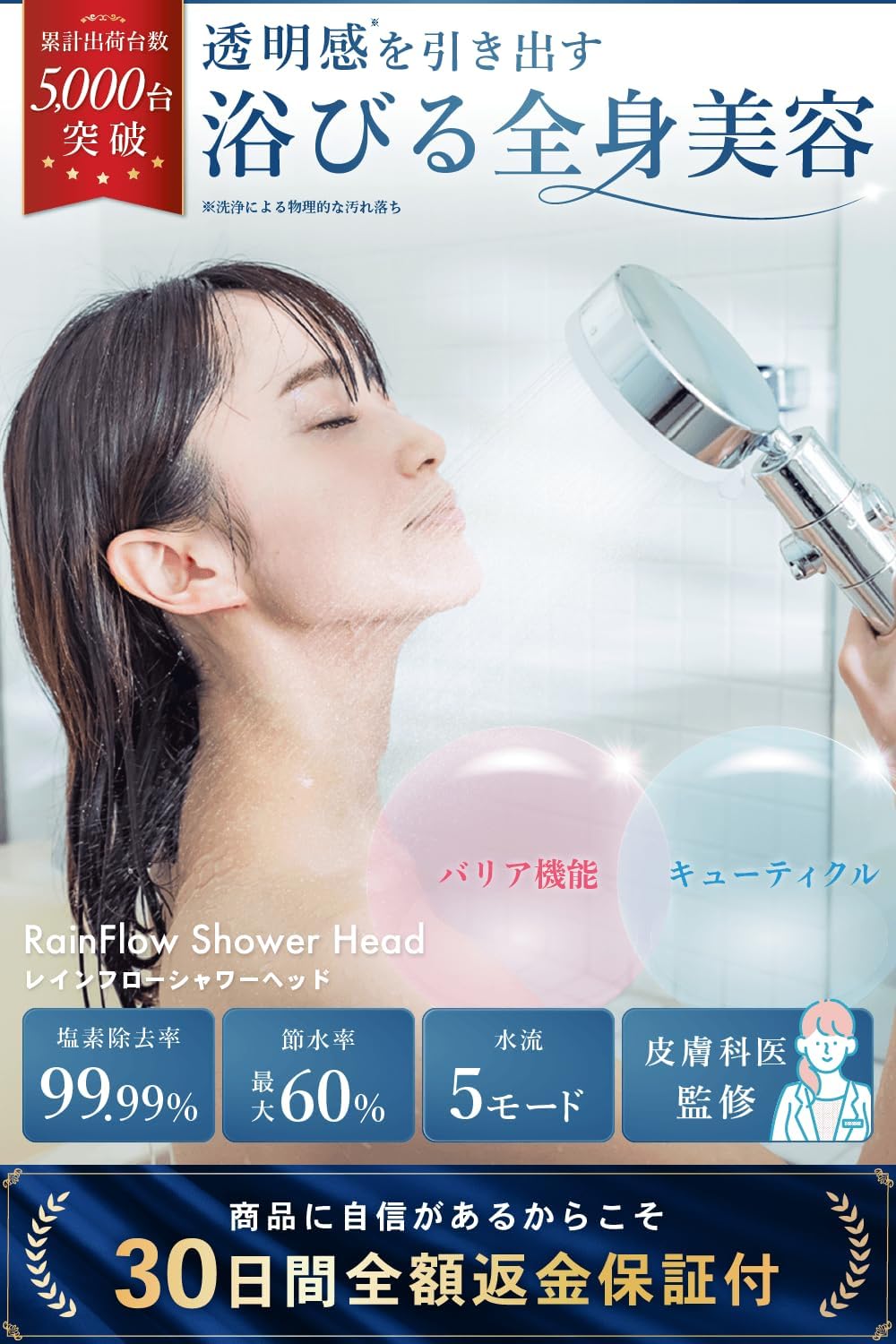 マイクロナノバブルシャワーヘッド【肌ケア・美髪・節水効果60%】