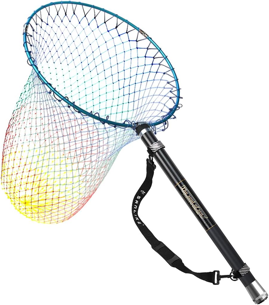 SANLIKE 超軽量カーボン磯玉セット 玉網付き 釣りタモ 伸縮ランディングポール 3m-9m対応