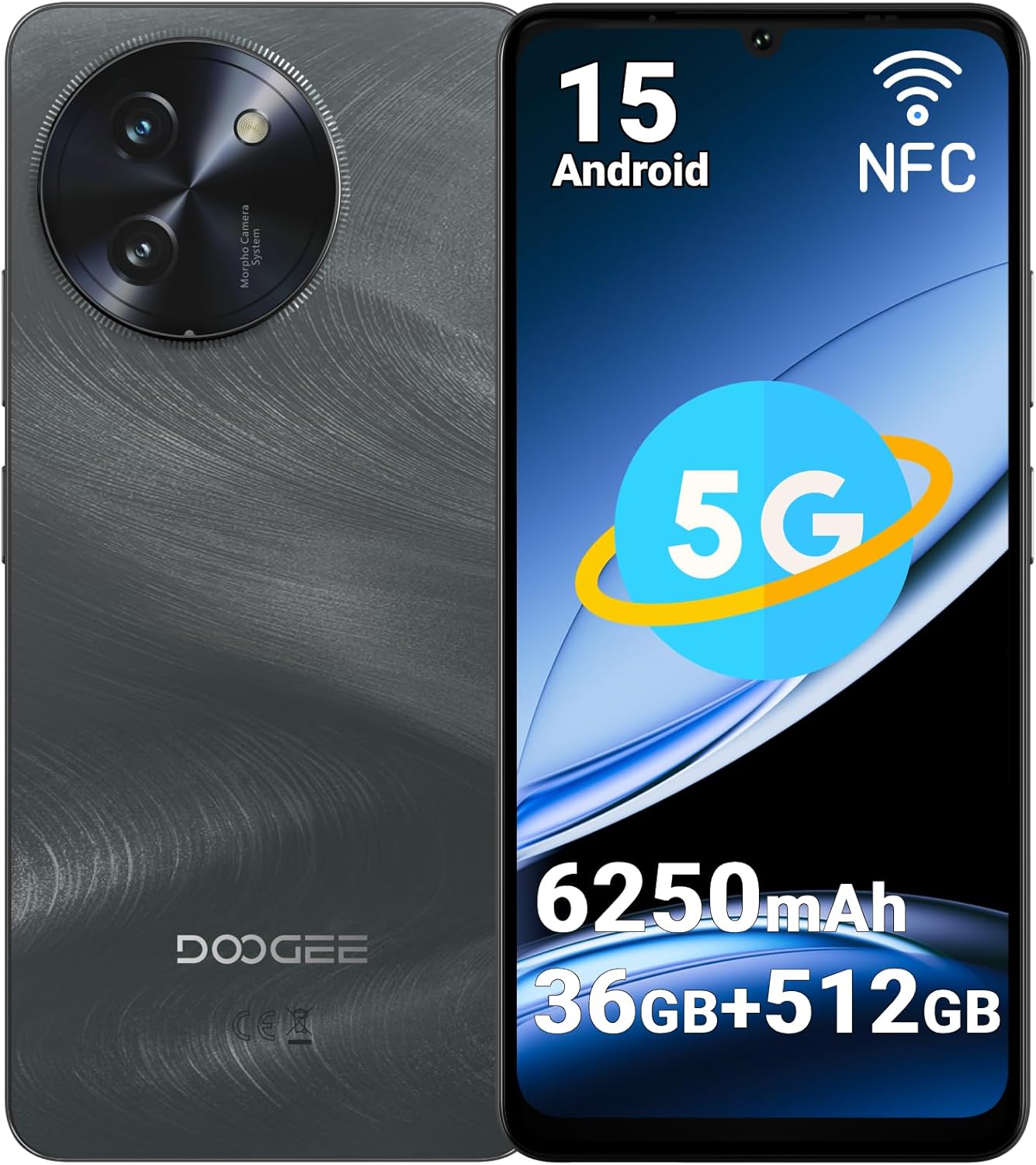 DOOGEE Note59 Pro+ 5G対応 SIMフリースマートフォン 36GB+512GB 6250mAhバッテリー 50MPカメラ
