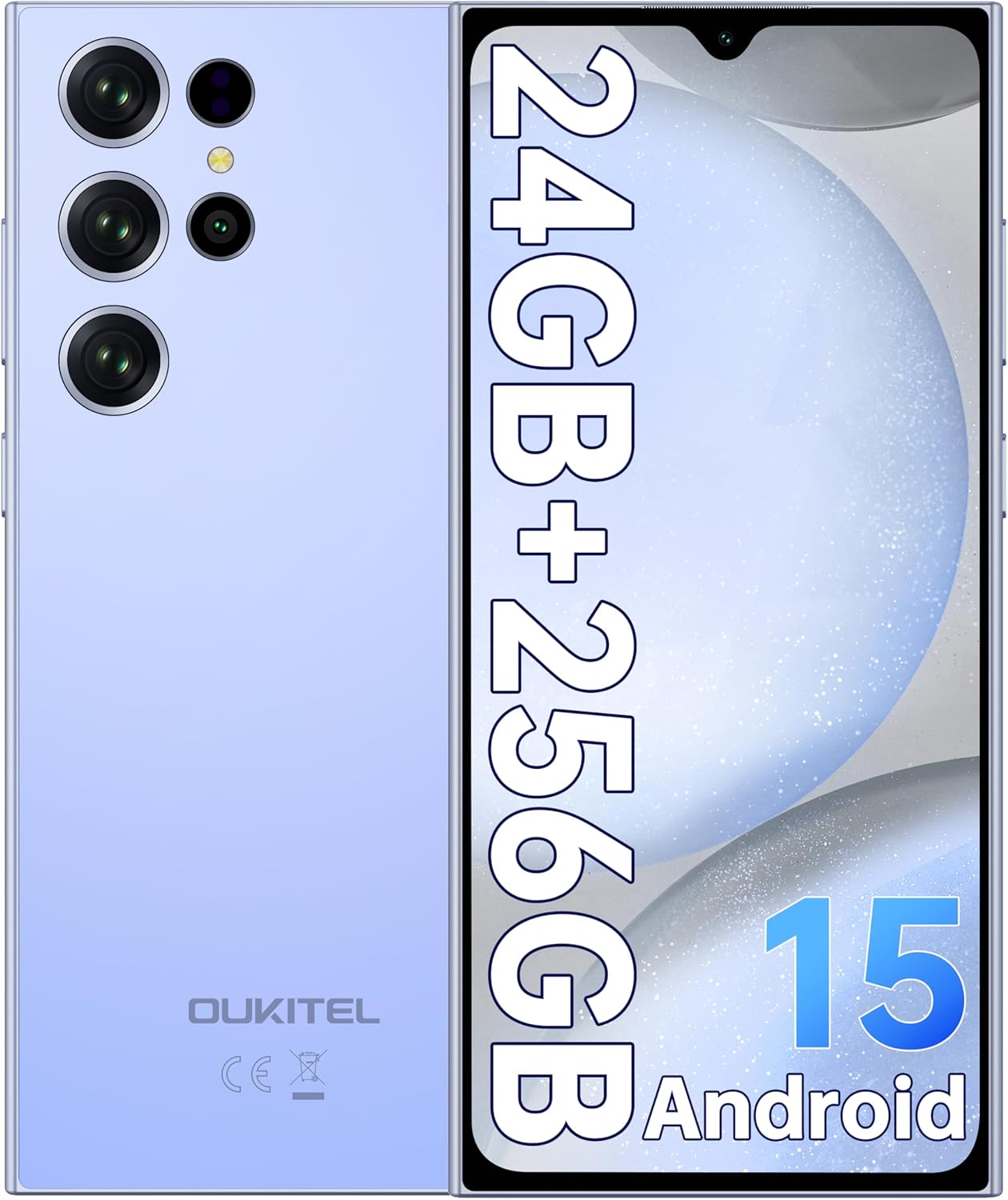 OUKITEL C61 Pro SIMフリースマートフォン 6.88インチ 24GB RAM 256GB ROM 1TB拡張可能 5150mAhバッテリー 青