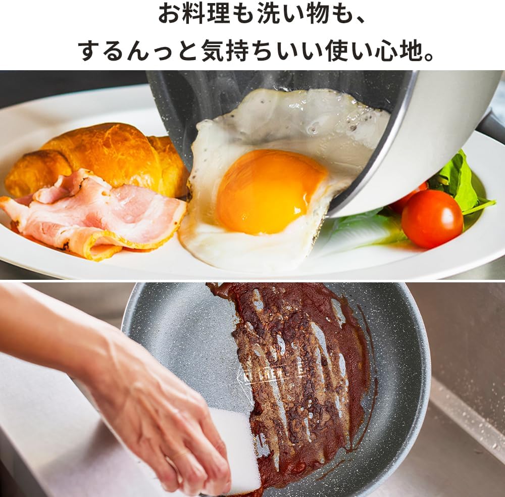 ダイヤモンドコート IH&ガス火対応 20cm 取っ手の取れるフライパン アイボリー DCI-T20F