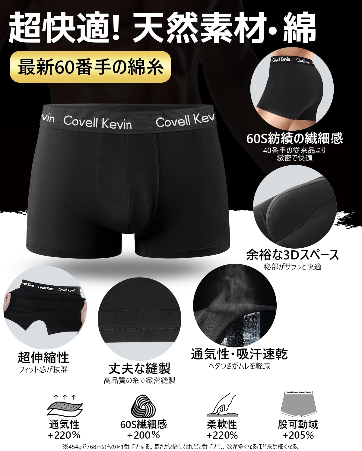 コットンストレッチボクサーパンツ（4枚/1枚パック）【5代目最新アップグレード】