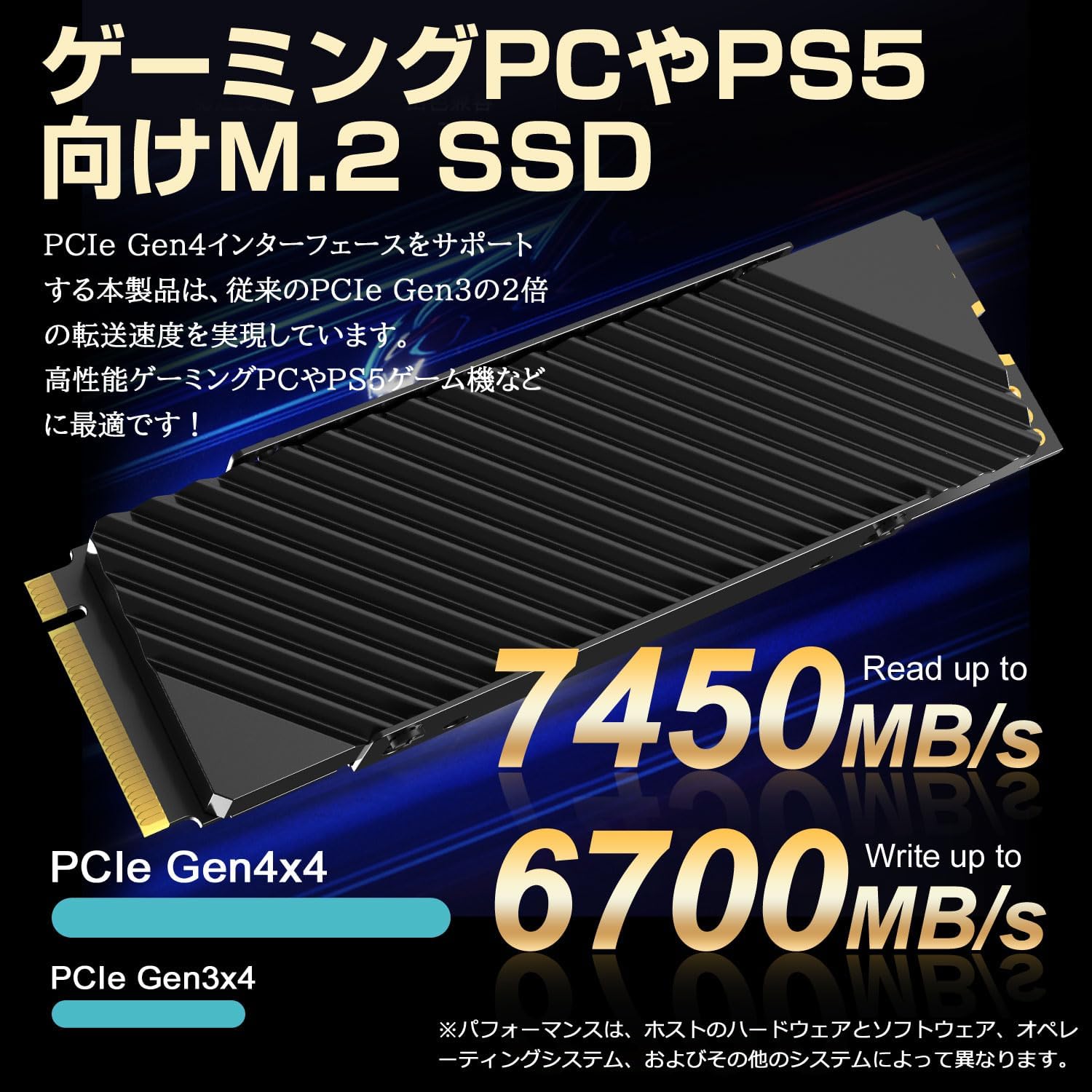 PS5対応リード7450MB/s・書き込み6700MB/sの2TB NVMe SSD（ヒートシンク搭載・5年保証）