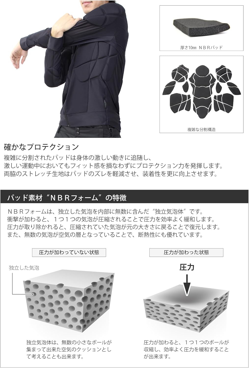 スノーボード・スキー用ボディープロテクター メンズ・レディース 【独立気泡NBRパッド】 VA-3002