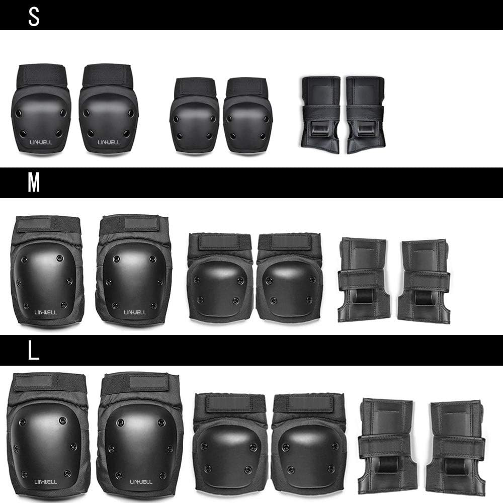 スケートボード用プロテクター6点セット 子供・大人兼用 収納袋付き