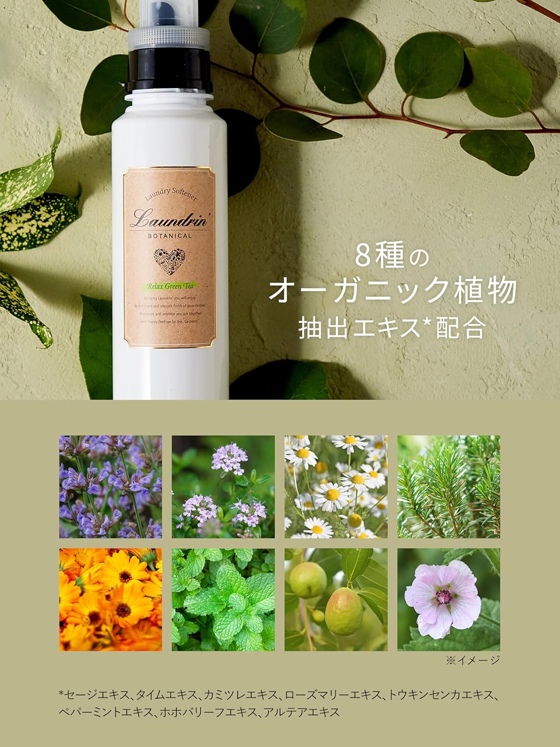 リラックスグリーンティー ボタニカル液体柔軟剤 特大容量 1290ml オーガニック