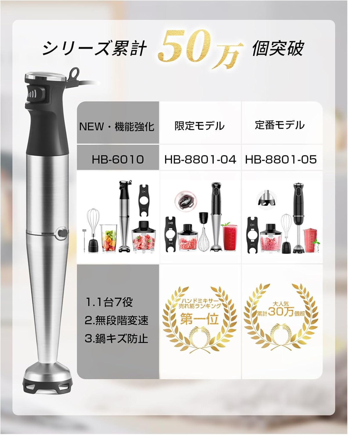 離乳食向け 7役多機能ハンドブレンダー 1000W 強力タイプ