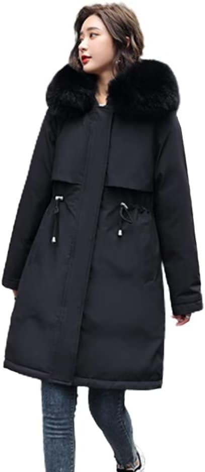 冬のエコダウンロングコート レディース ファー付き 大きいサイズ 4XL 保温防寒