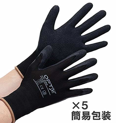 土木建築用天然ゴム製グリップ手袋 Mサイズ (5双入り)