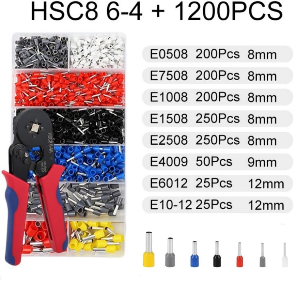 フェルール圧着工具セット 1200PCS 調整可能 絶縁閉端子付き 電気修理用