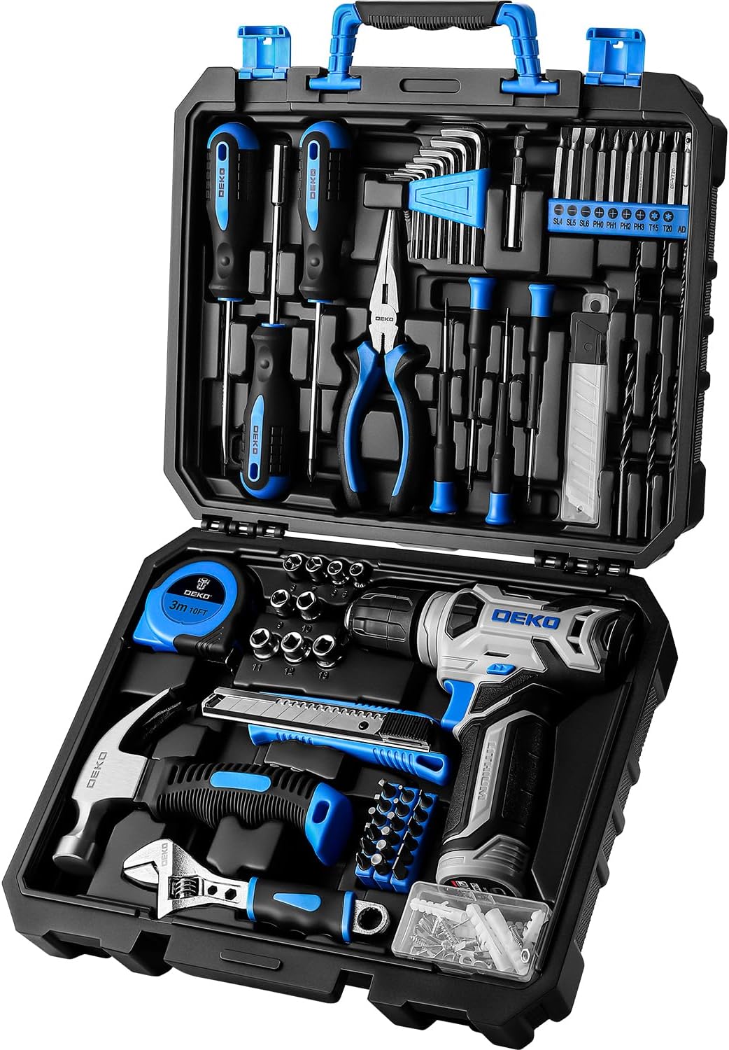 家庭用工具セット【126点】電動ドリル付き・収納ケース付・DIY・日曜大工用