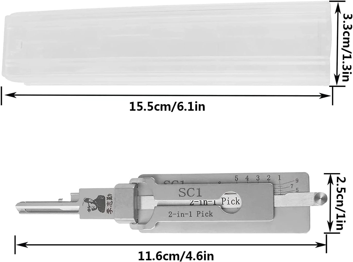Lishi SC1 + KW1 2in1マルチツール ステンレス鋼製 車両修理ツールセット