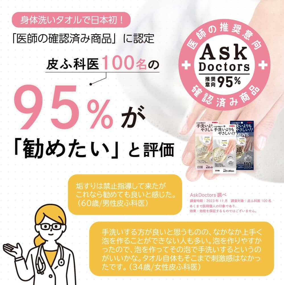 あわざわりボディタオル パールホワイト 1枚入