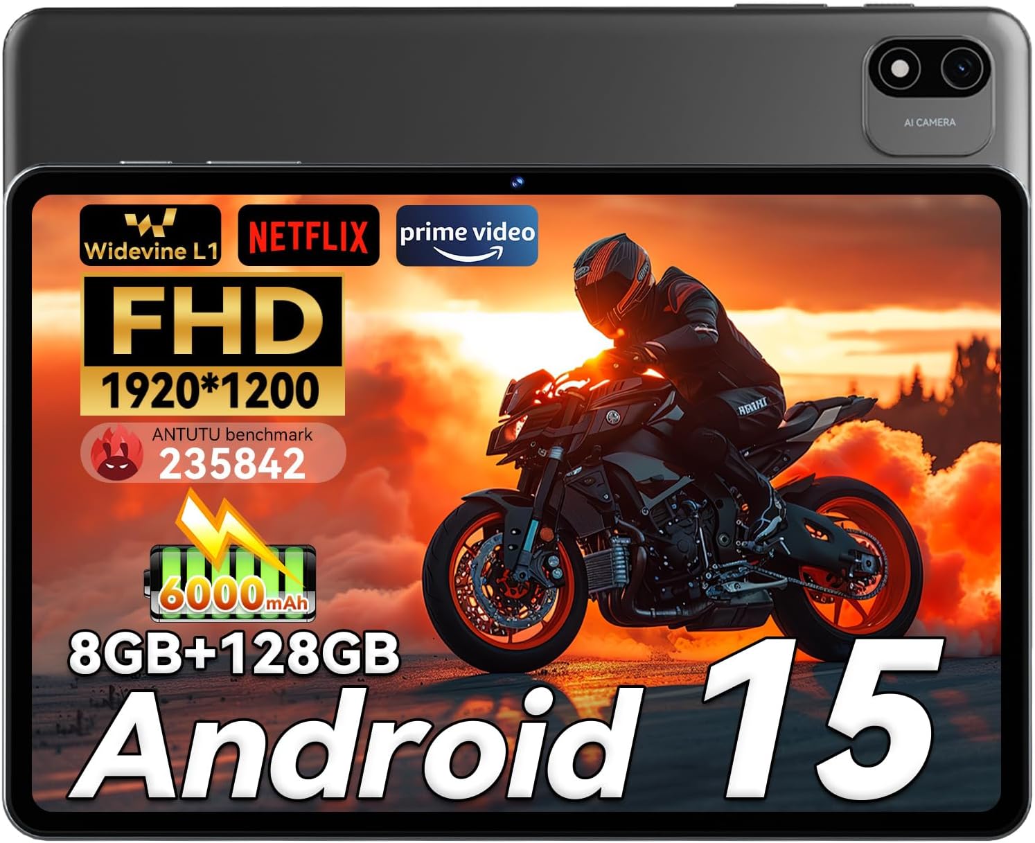 【Android 15タブレット】Headwolf WPad6 10インチ Wi-Fiモデル 8GB RAM 128GBストレージ FHD 1920x1200
