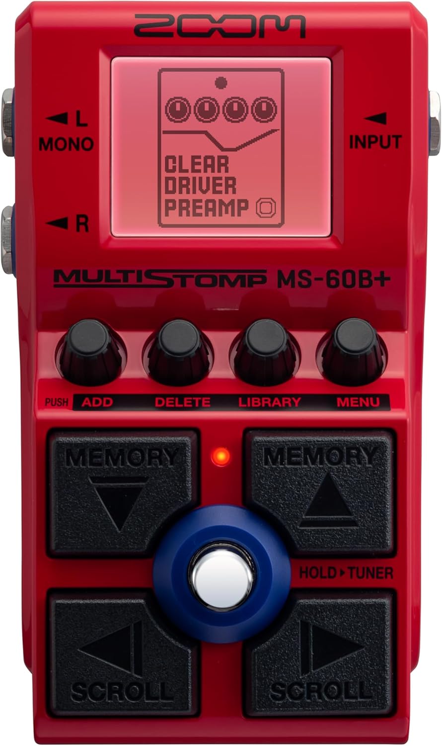ベース用マルチストンプペダル ZOOM MS-60B+ 赤 97種類のエフェクト搭載