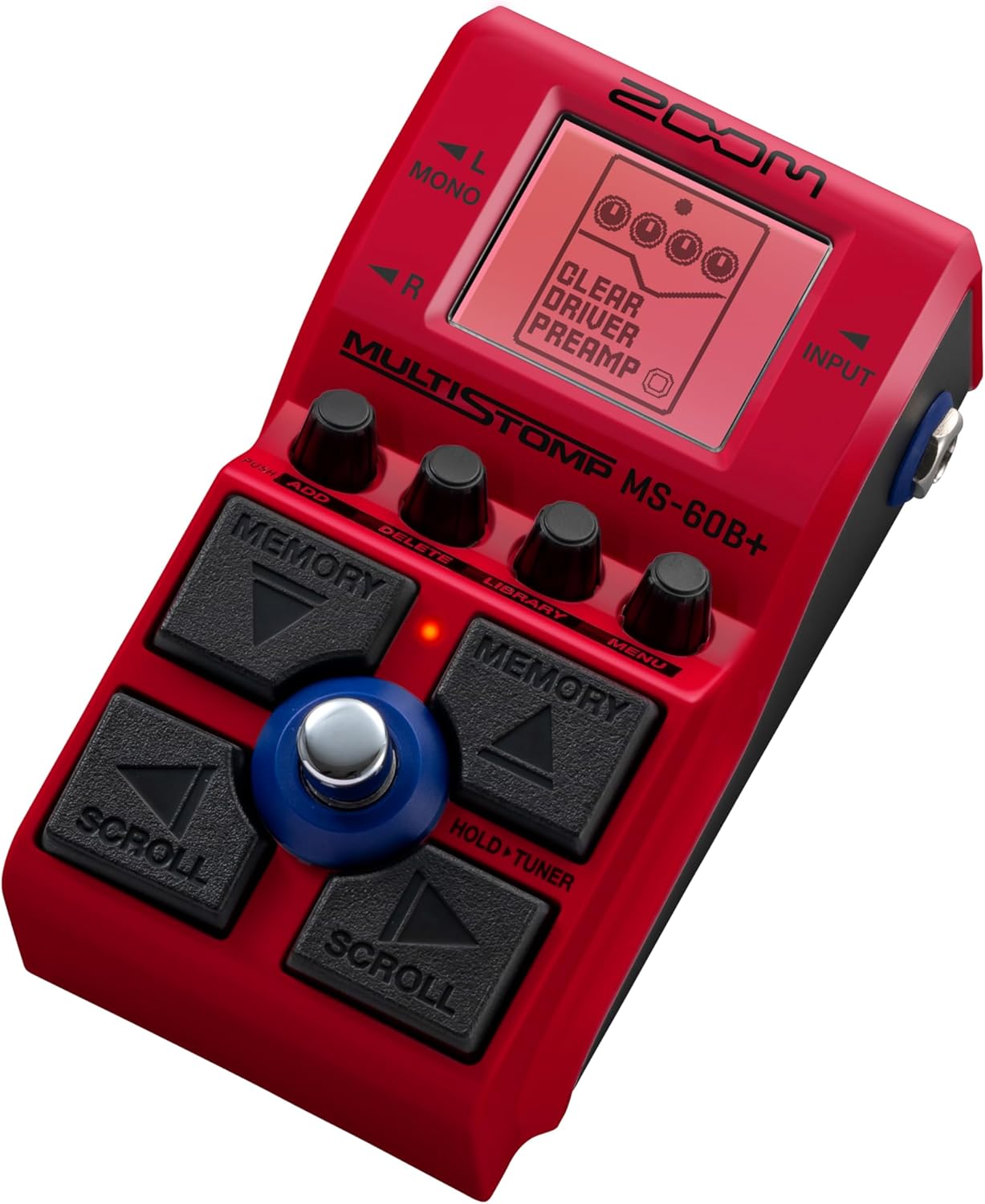 ベース用マルチストンプペダル ZOOM MS-60B+ 赤 97種類のエフェクト搭載