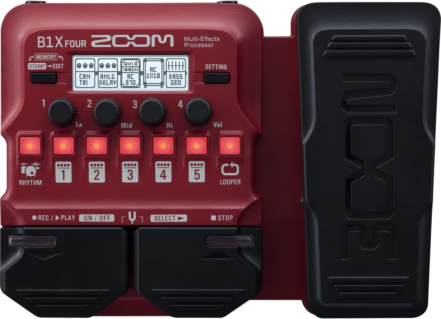 ZOOM B1X FOUR ベース用マルチエフェクター レッド 71エフェクト最大5重奏可