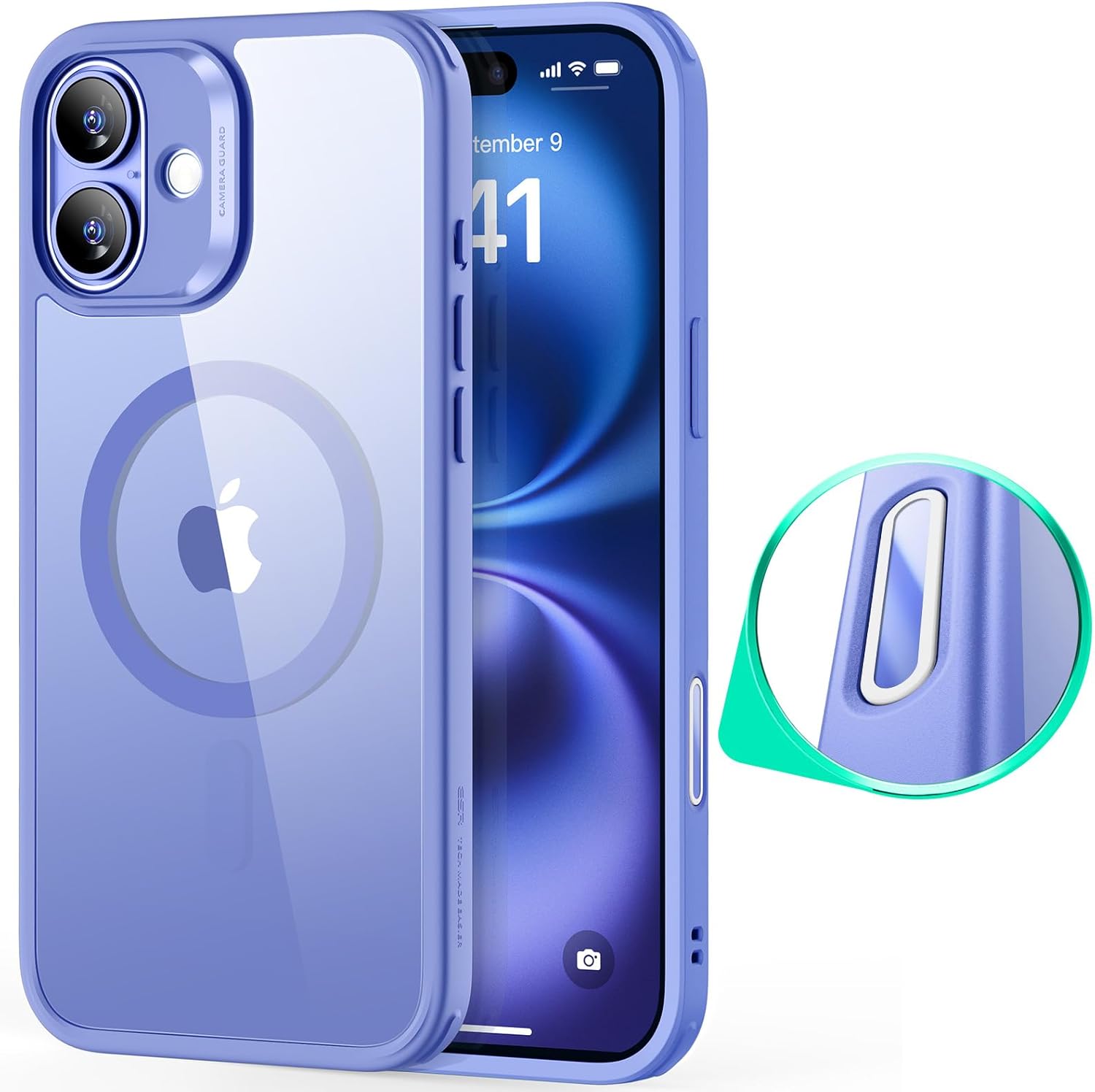 ESR iPhone 16 Plusケース MagSafe対応・耐衝撃・MIL規格・クリアブルー