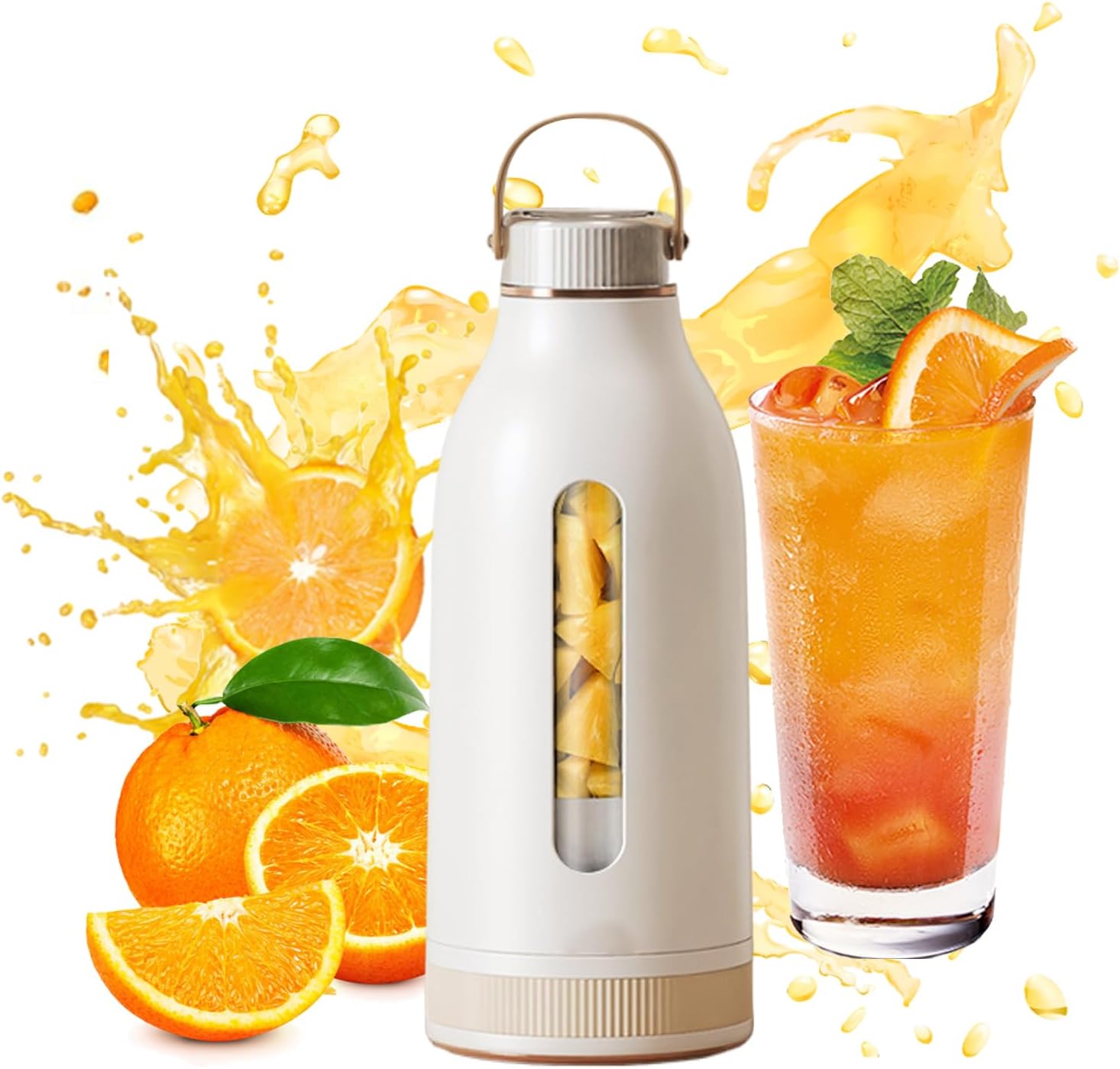 携帯型 USB充電 ジューサー 400ml 大容量 スムージーミキサー（ホワイト）