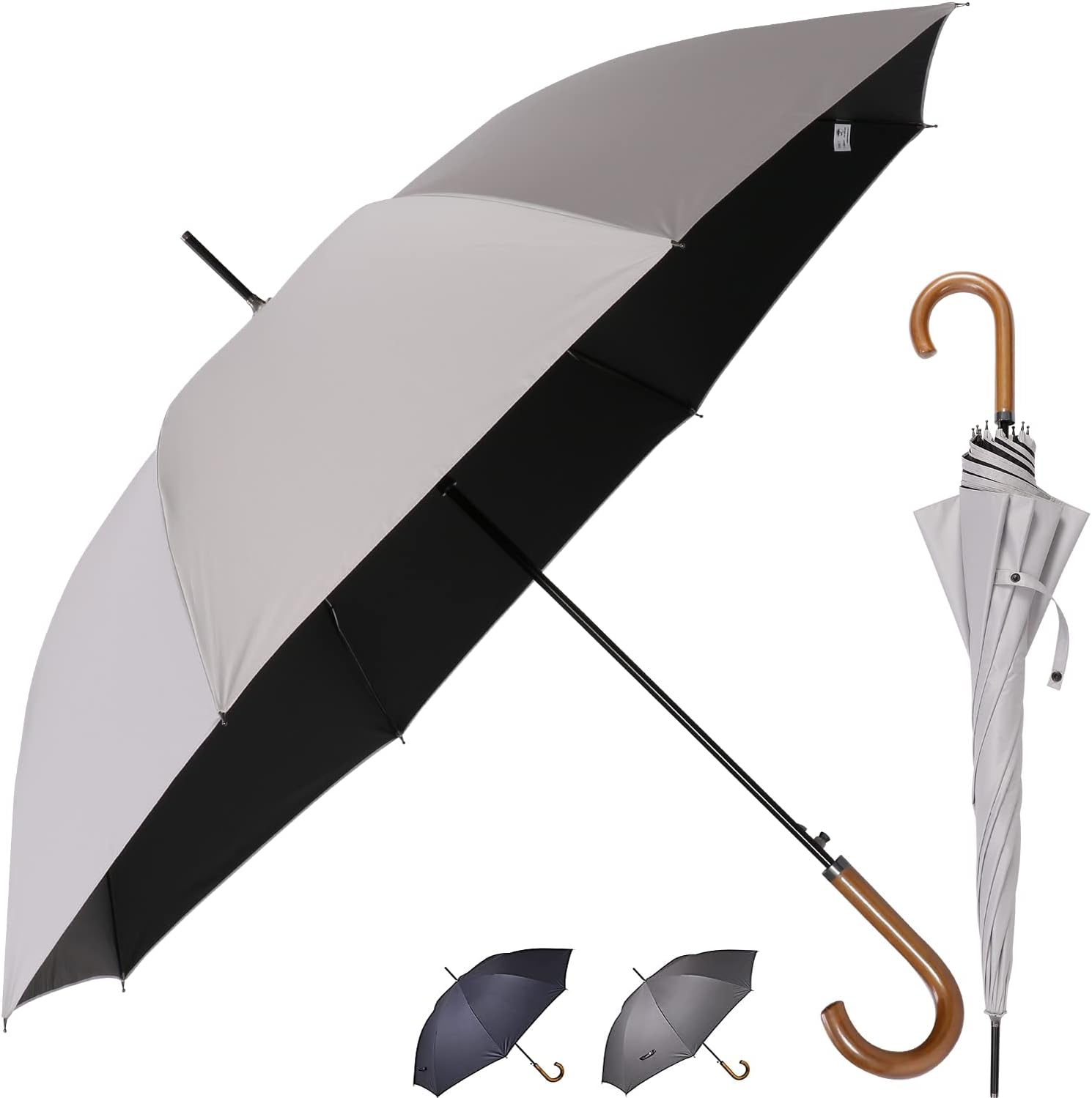 晴雨兼用 メンズ 日傘 65cm 完全遮光 UVカット 軽量 ワンタッチ ジャンプ傘