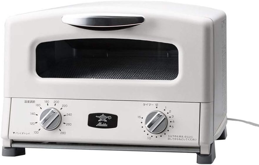 新グラファイト焼き網グリル＆トースター（4枚焼き）ホワイト AGT-G13A(W) - レシピブック＆グリルパン付き