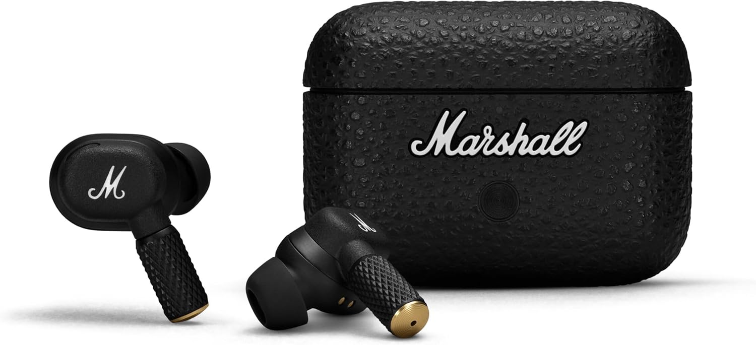 ノイズキャンセリング完全ワイヤレスイヤホン Marshall Motif Ⅱ A.N.C. ブラック【連続再生30時間・Qi充電対応】