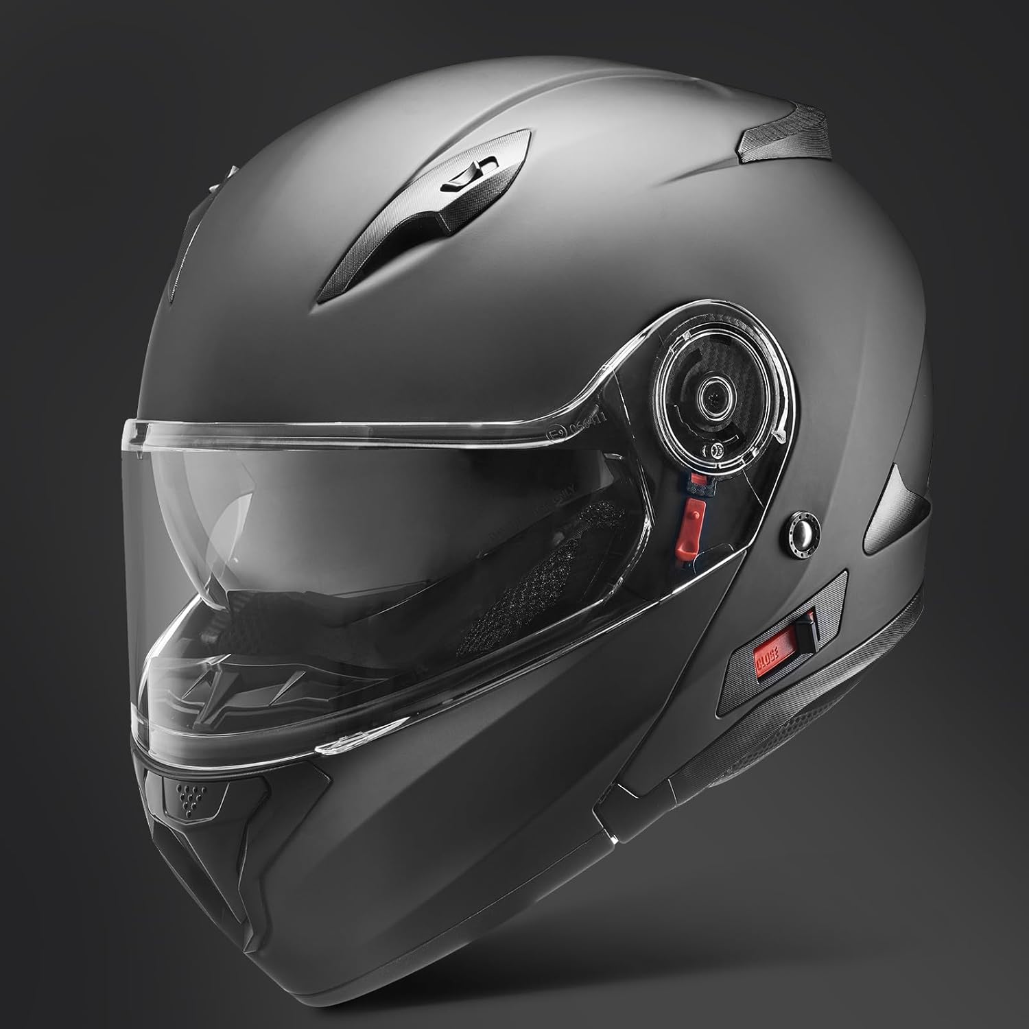 フリップアップシステム付き フルフェイスバイクヘルメット FF868 マットブラック