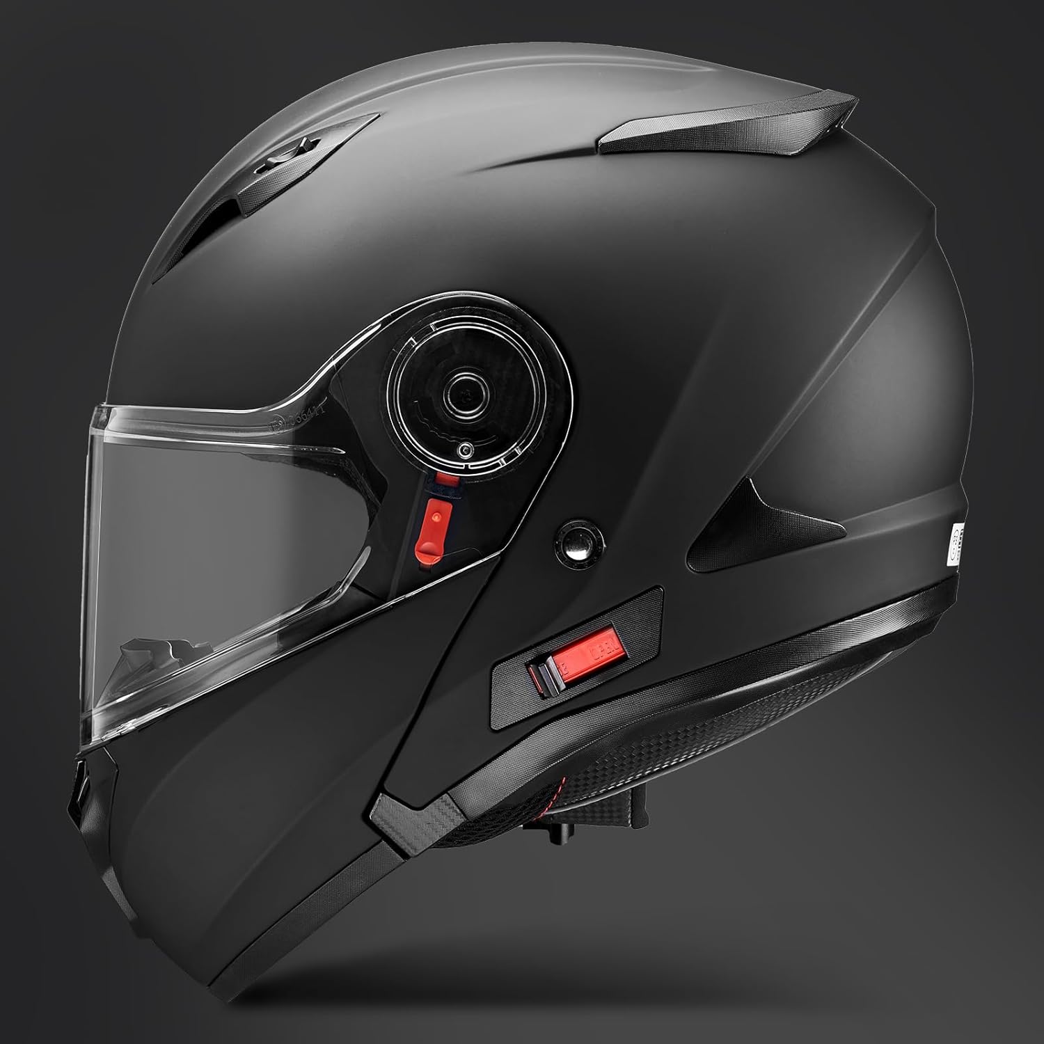 フリップアップシステム付き フルフェイスバイクヘルメット FF868 マットブラック