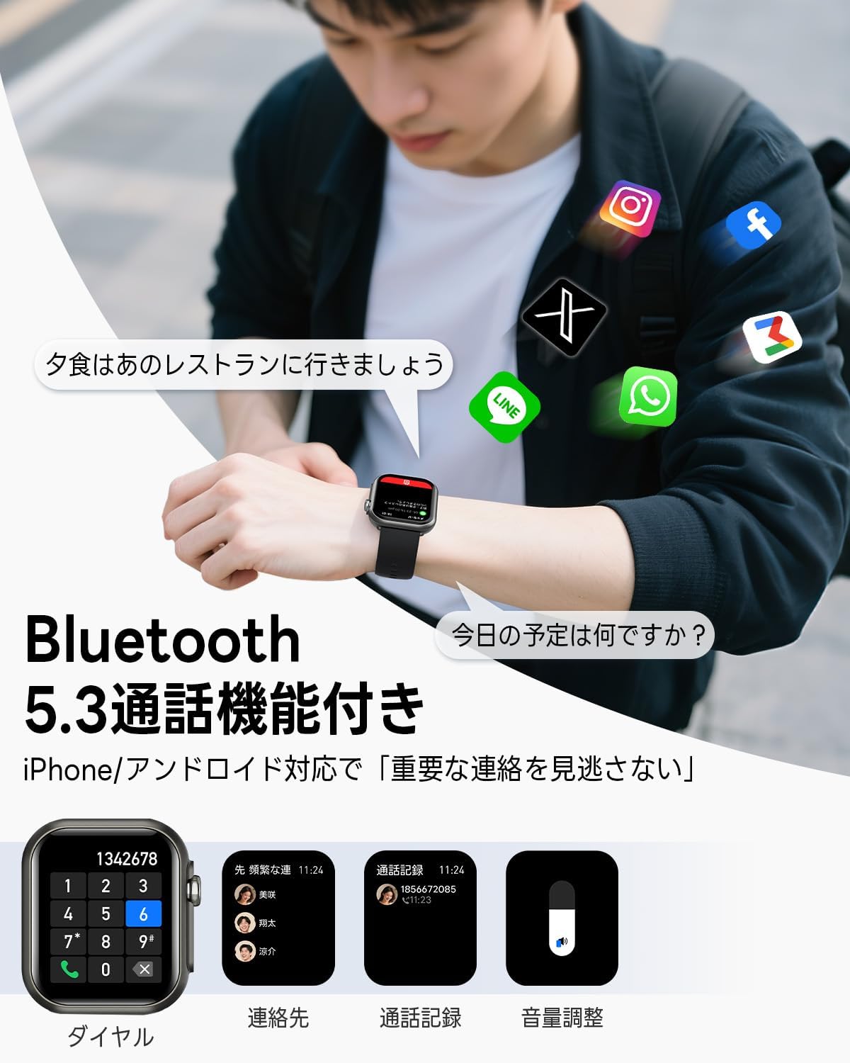 【2025新型】FOSMET スマートウォッチ - バッテリー最強・100日スタンバイ・IP68防水・健康管理機能・Bluetooth通話対応