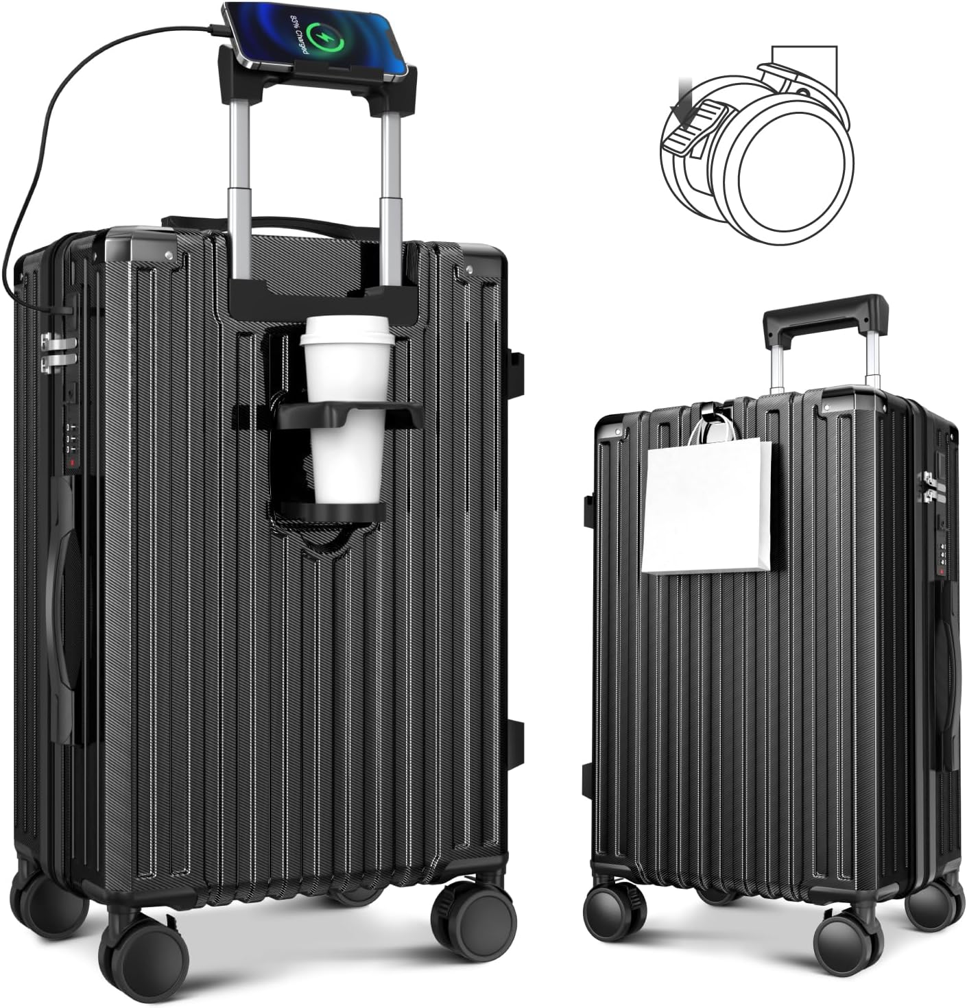 機内持込スーツケース 大型 ABS+PC 超軽量 360度回転 静音 キャリーバッグ 旅行・出張用