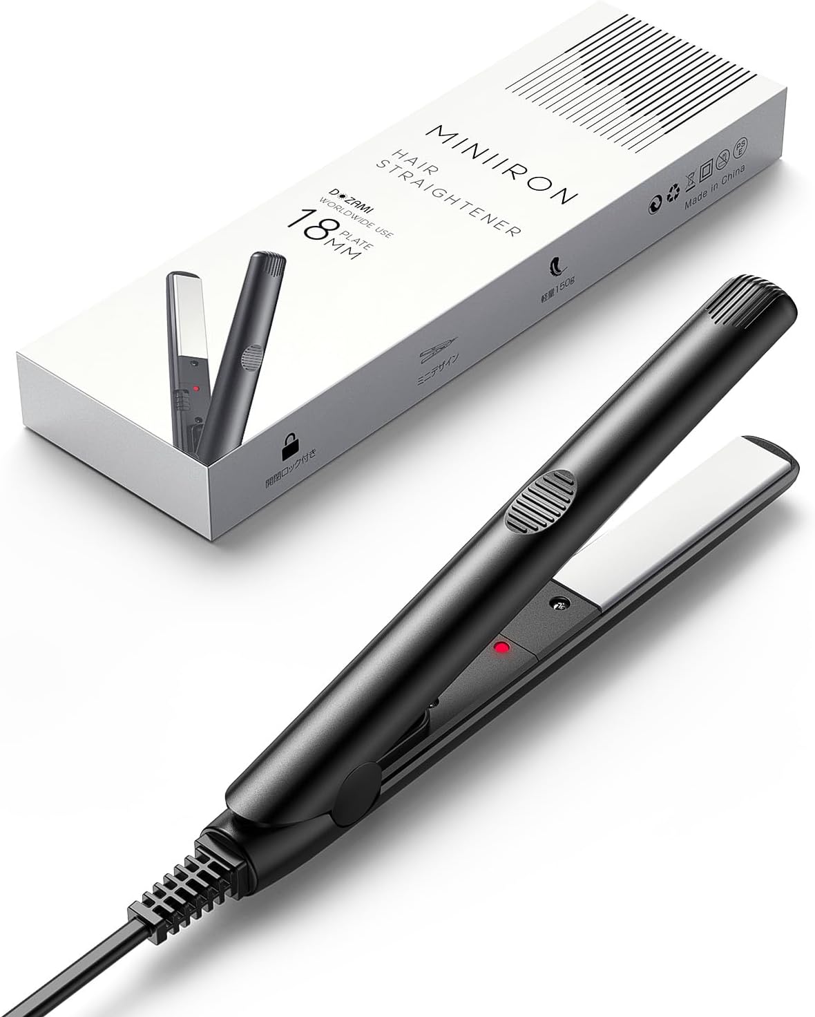 ミニストレートヘアアイロン 2WAY 超軽量 高温220℃ 急速加熱 マイナスイオン 搭載 コンパクト 持ち運び便利 ブラック