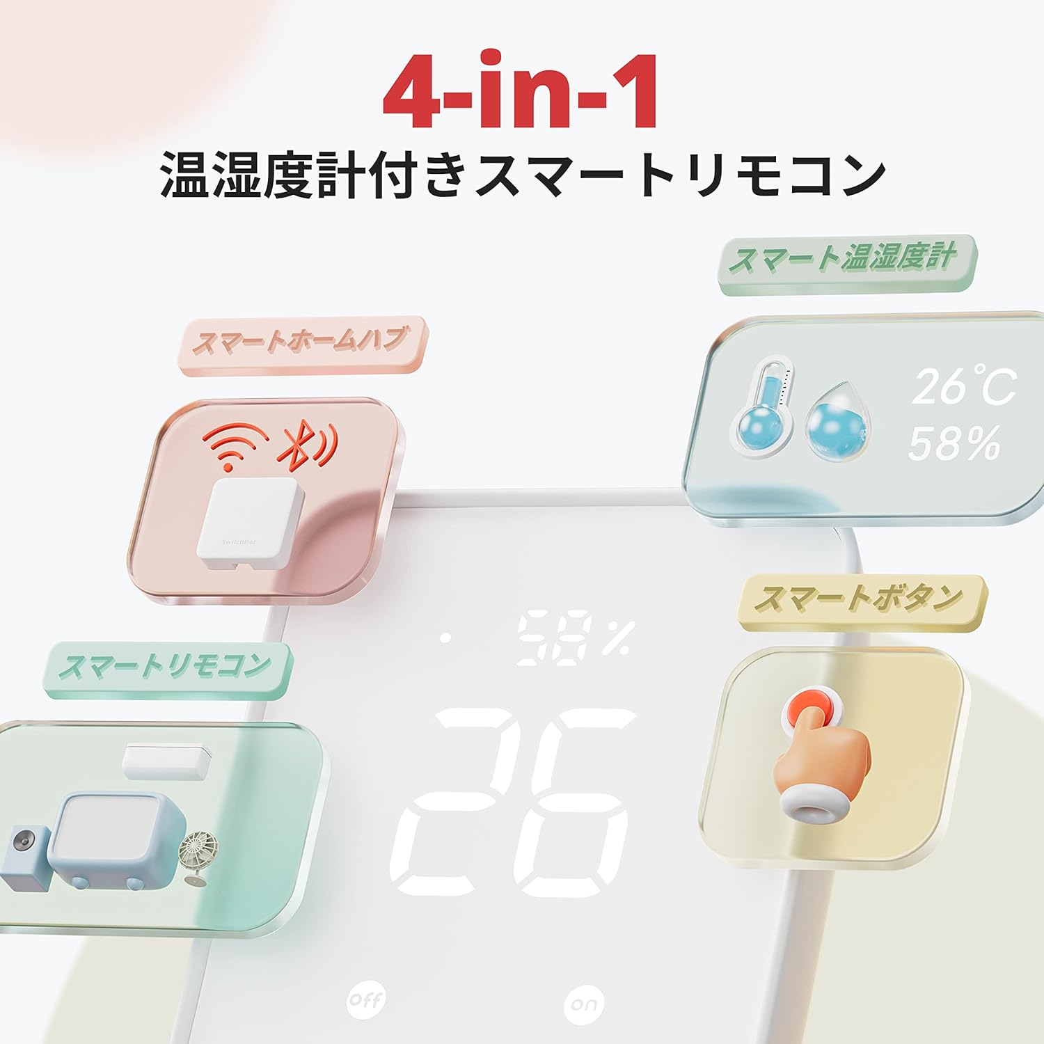 スマートホーム用 SwitchBot スマートリモコンハブ2 - 温湿度計・光センサー搭載、Alexa・Google Home・Siri対応