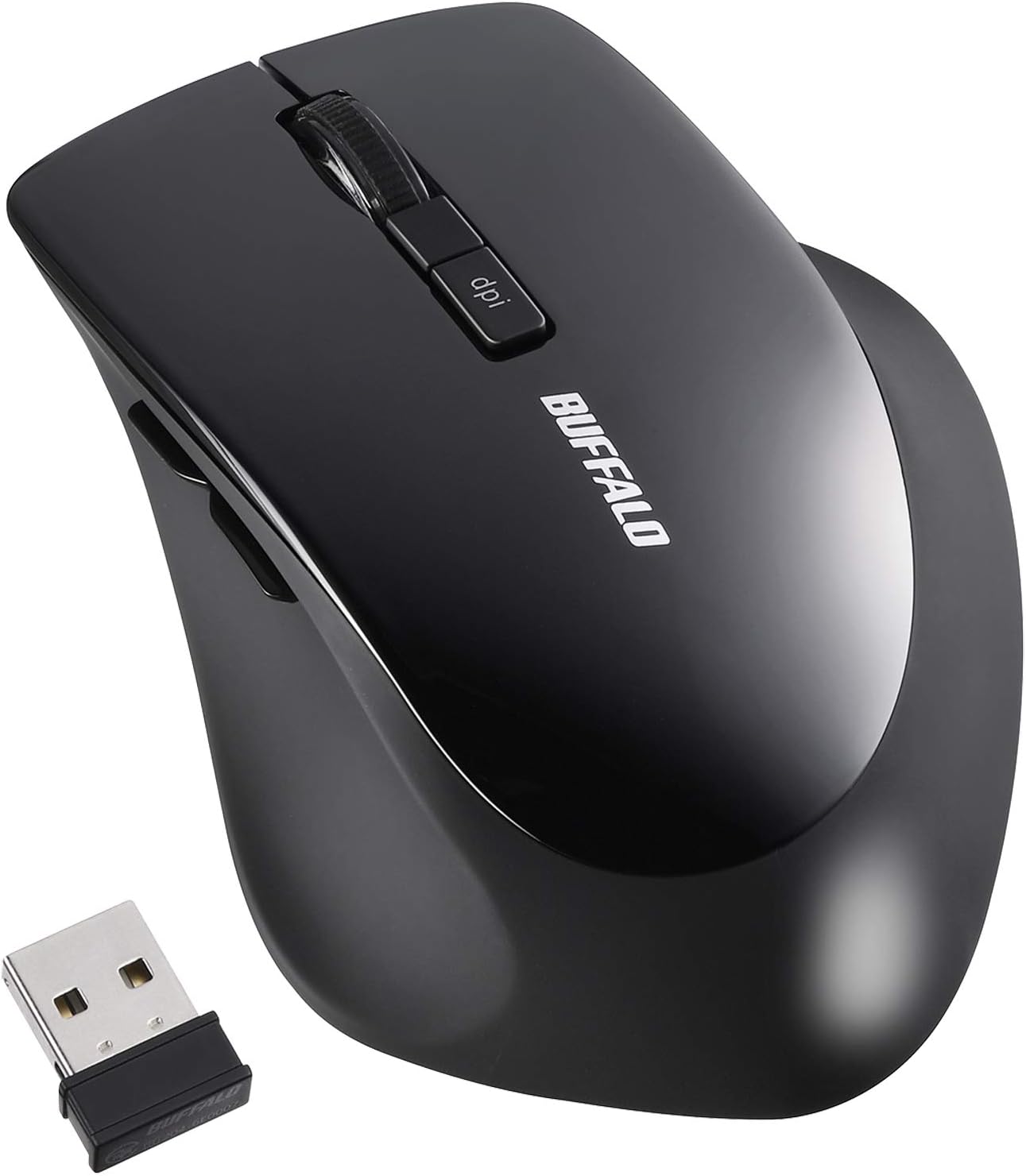 バッファローワイヤレス静音マウス 5ボタン DPI切替 ブラック BSMBW325BK