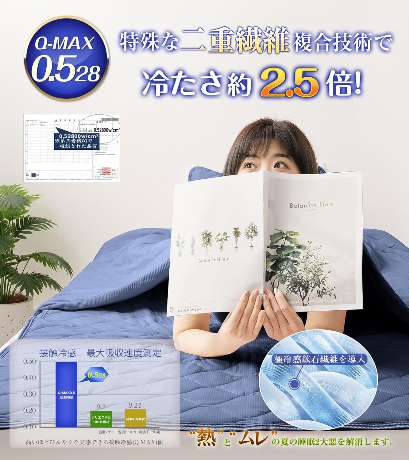 夏用冷感シーツ シングル CICA極柔 接触冷感 ひんやり ベッドパッド 洗える 100x205cm ネイビー