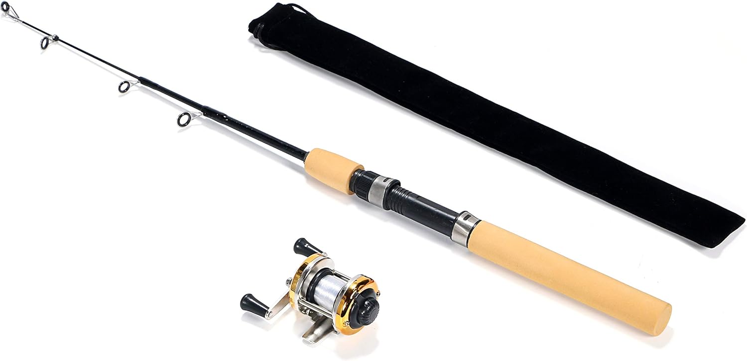 穴釣り用コンパクト釣竿セット(100cm)両軸リール・ロッドケース付き