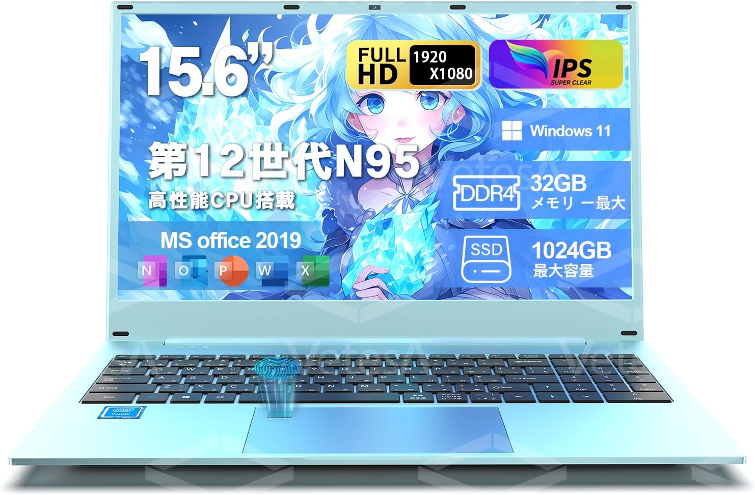 15.6インチ ノートパソコン N95 Office2019搭載 16GB 512GB SSD 日本語キーボード Windows11 VETESA